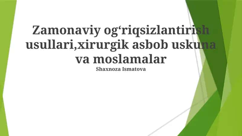 Minimal invaziv jarrohlik uchun asbob-uskunalar