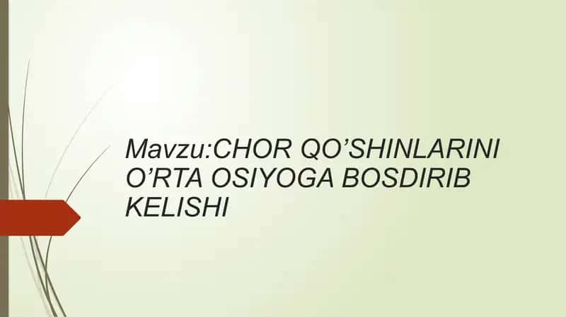 CHORQO’SHINLARINI O’RTA OSIYOGA BOSDIRIB KELISHI