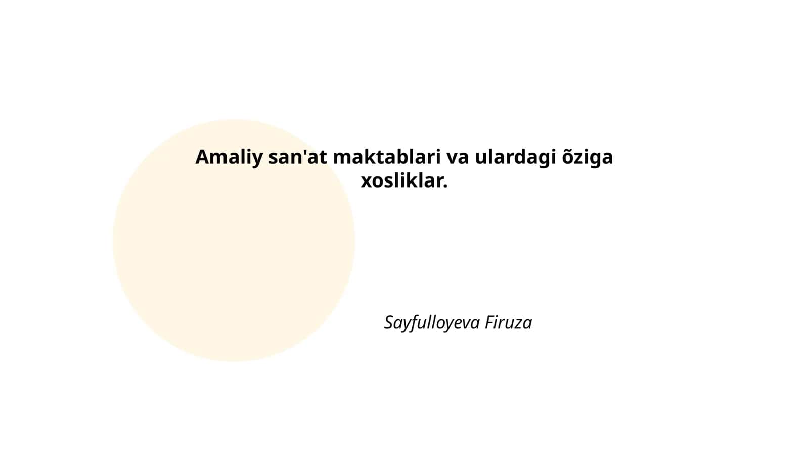 Amaliy san'at maktablari va ulardagi õziga xosliklar