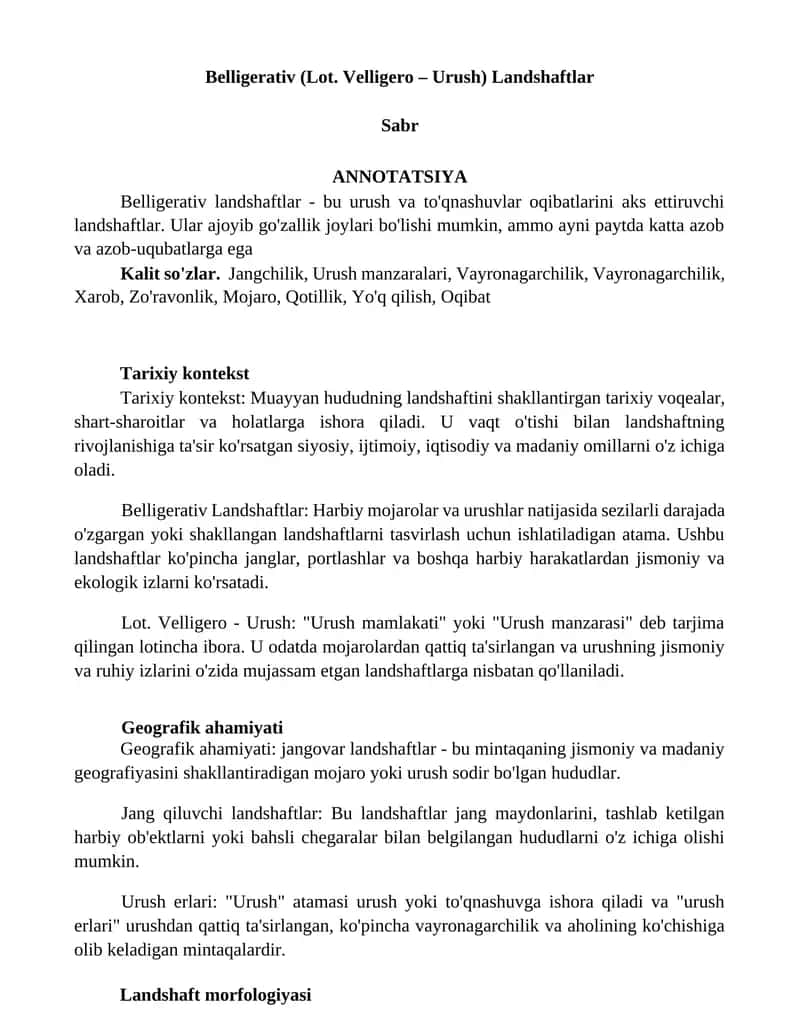 Belligerativ Landshaftlar