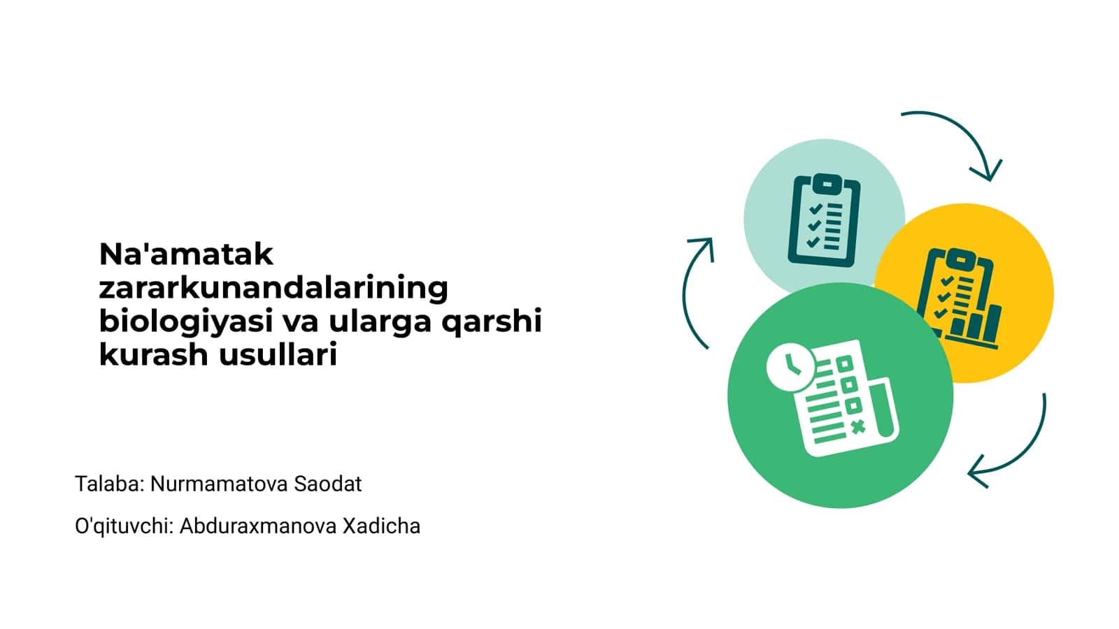 Na'amatak zararkunandalarining biologiyasi va ularga qarshi kurash usullari