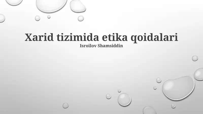 Xarid tizimida etika qoidalari