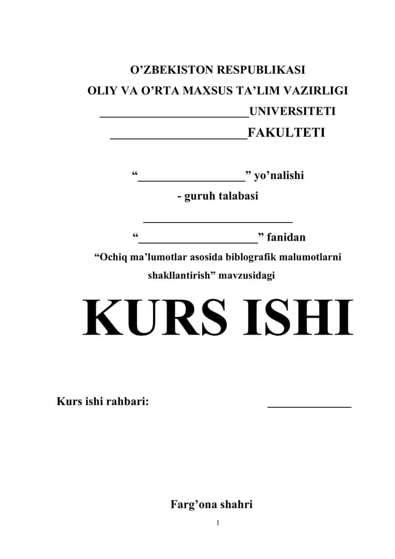 Kurs ishi biblografiya