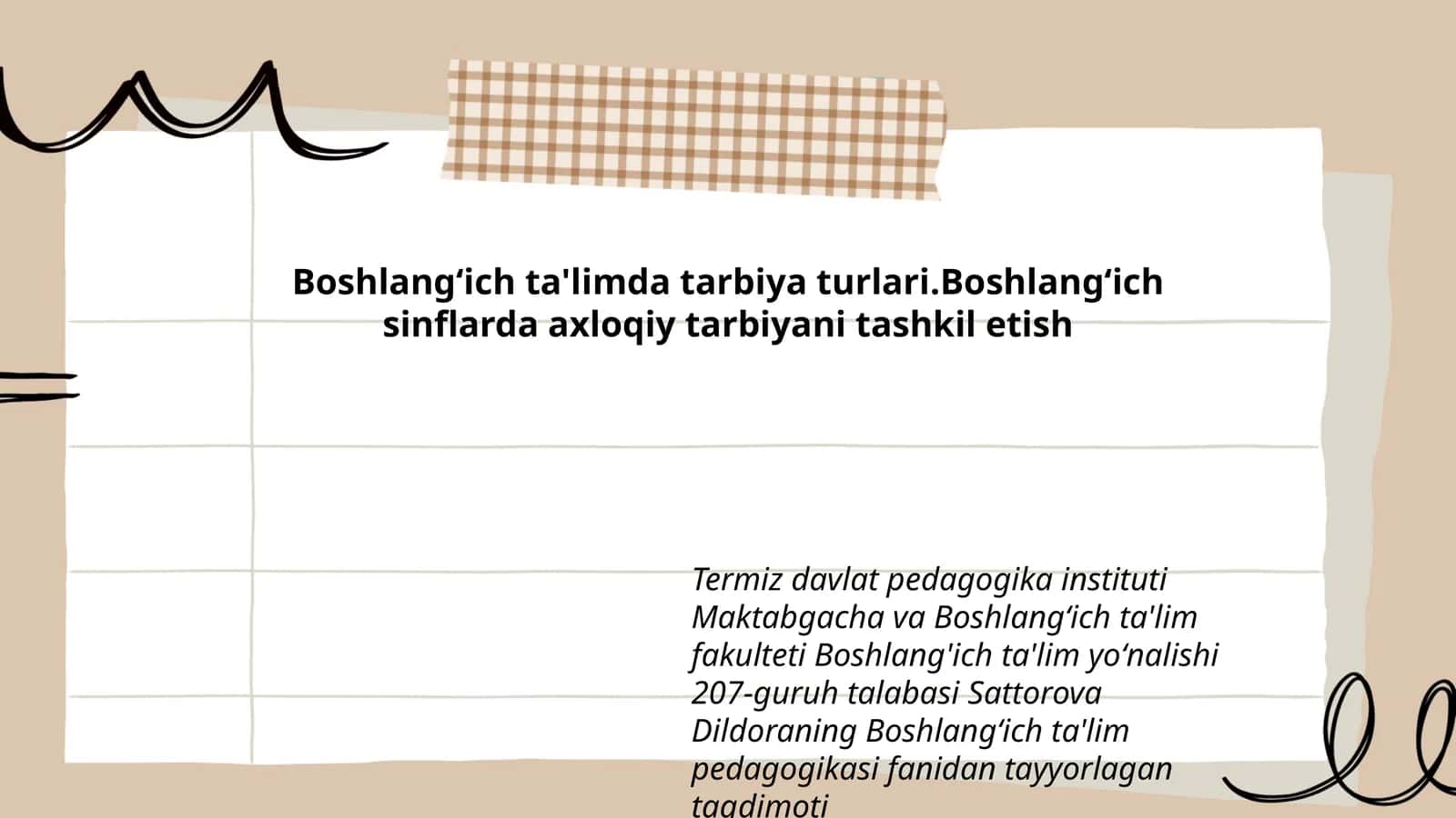 Boshlang'ich ta'limda tarbiya turlari