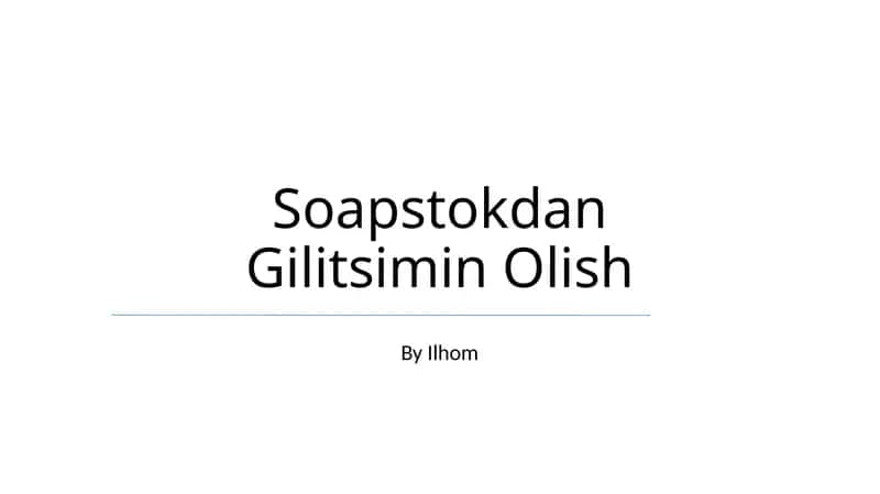 Soapstokdan Gilitsimin Olish
