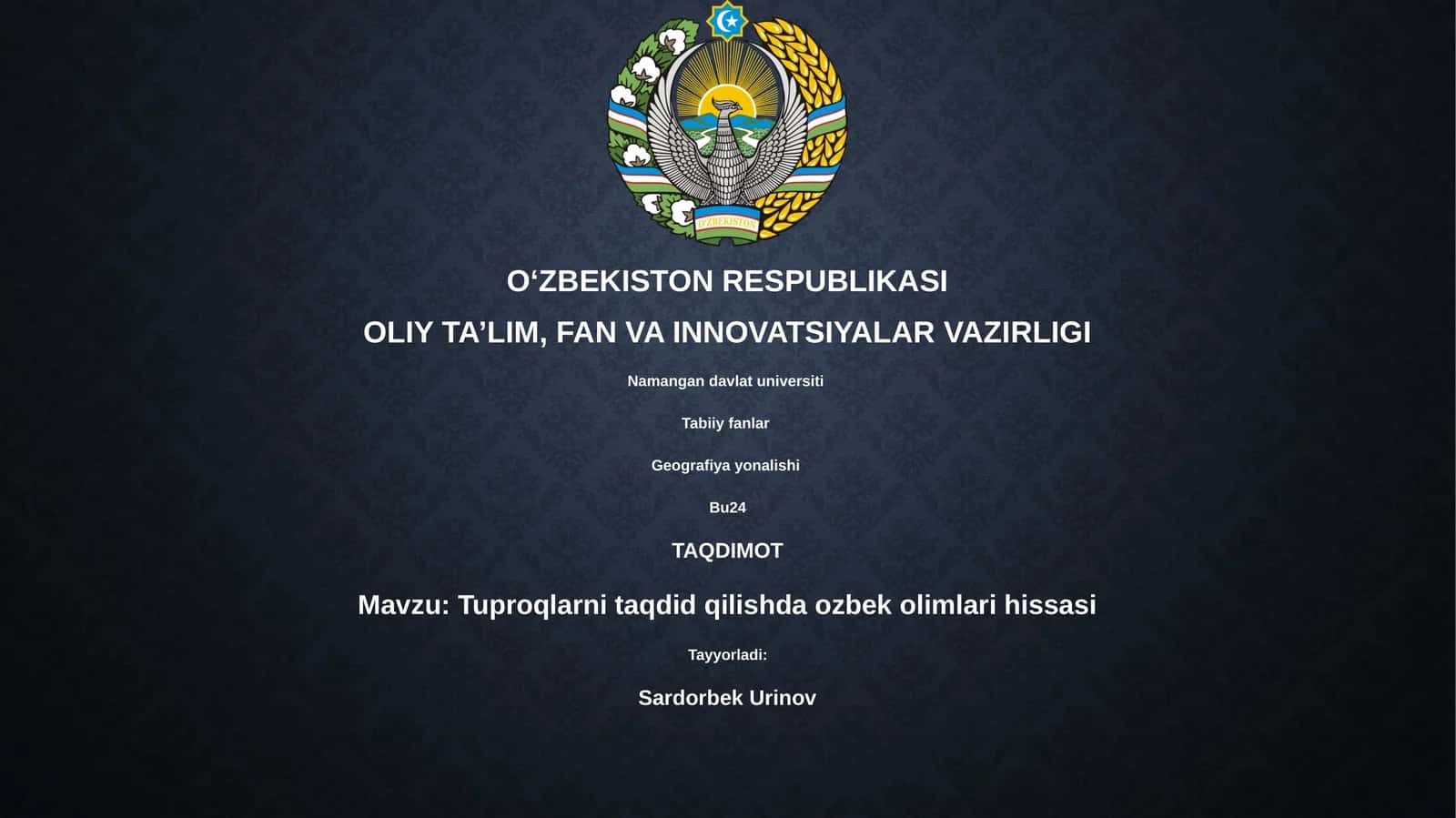 Tuproqlarni taqdid qilishda ozbek olimlari hissasi