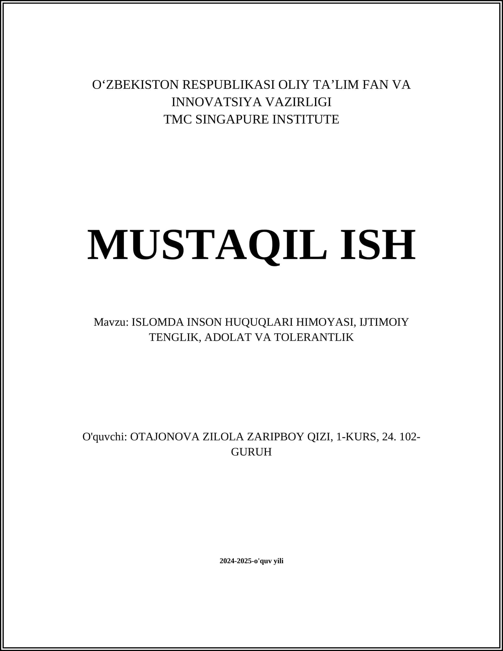ISLOMDA INSON HUQUQLARI HIMOYASI