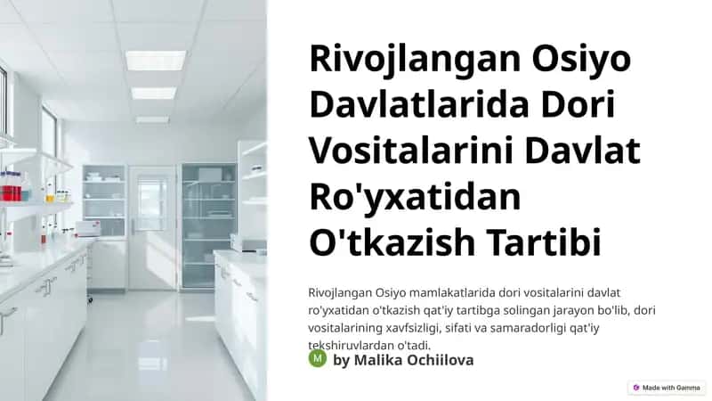 Dori Vositalarini Davlat Ro'yxatidan O'tkazish Tartibi