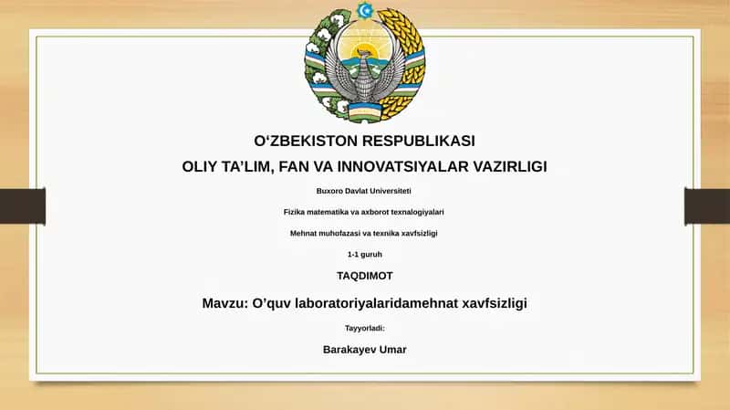 O’quv laboratoriyalarida mehnat xavfsizligi