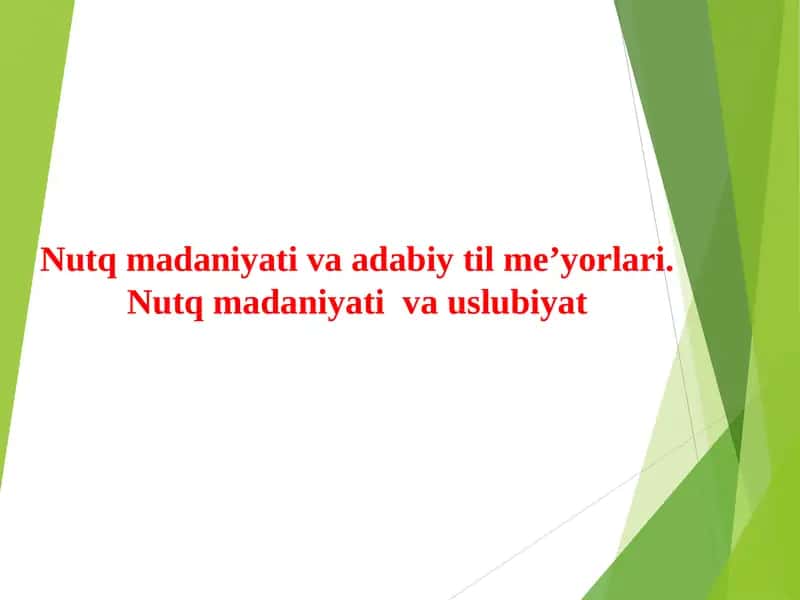 Nutq madaniyati va adabiy til me'yorlari