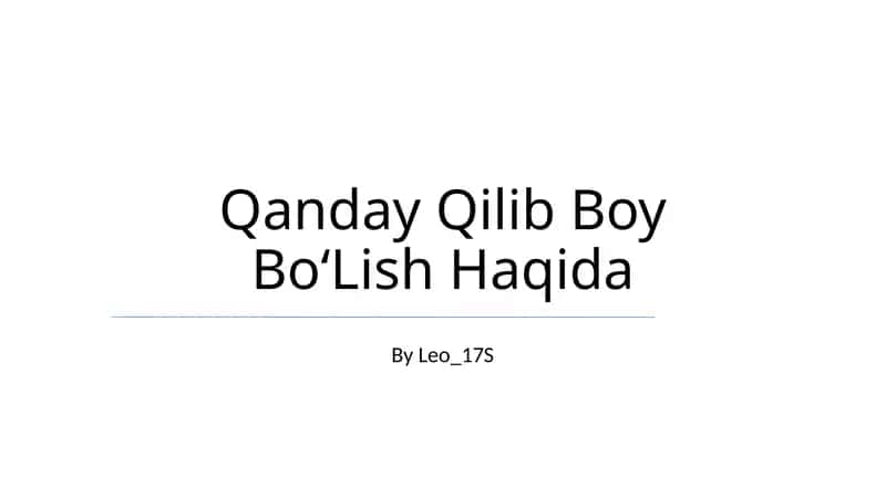 Qanday Qilib Boy BoʻLish Haqida