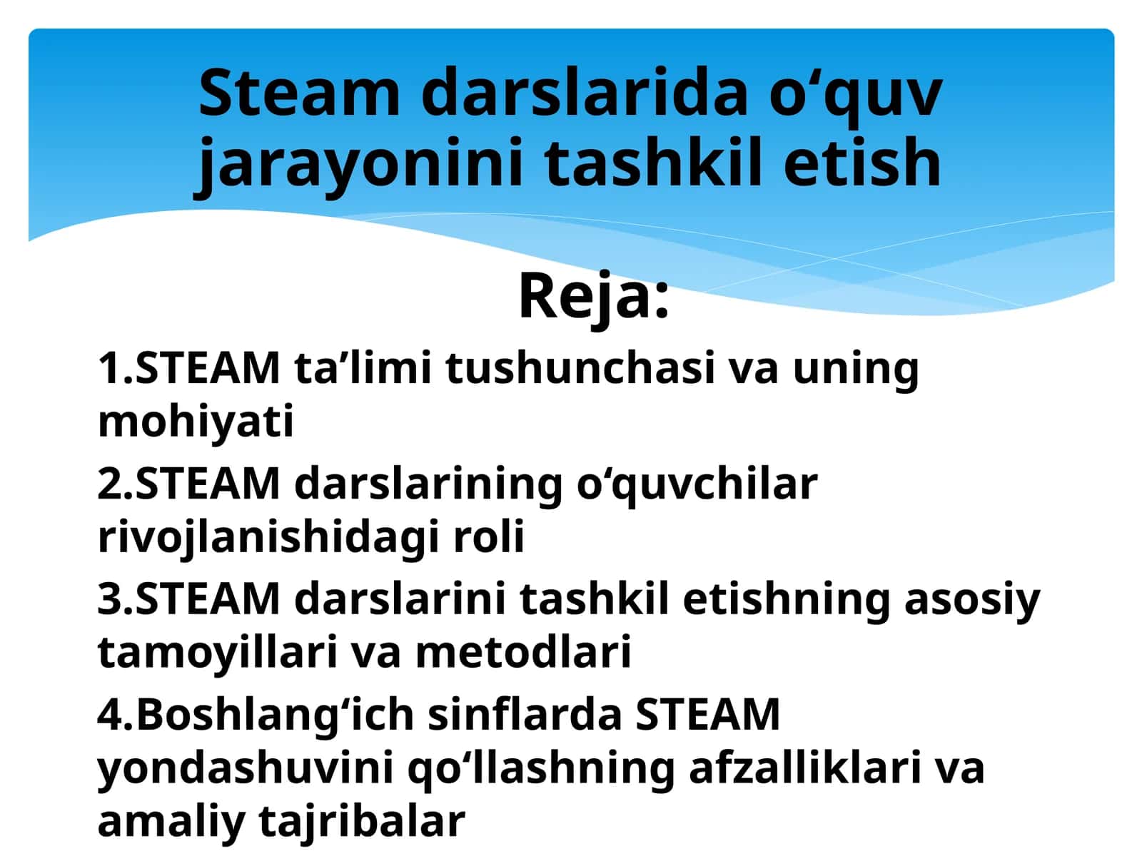 Steam darslarida oʻquv jarayonini tashkil etish