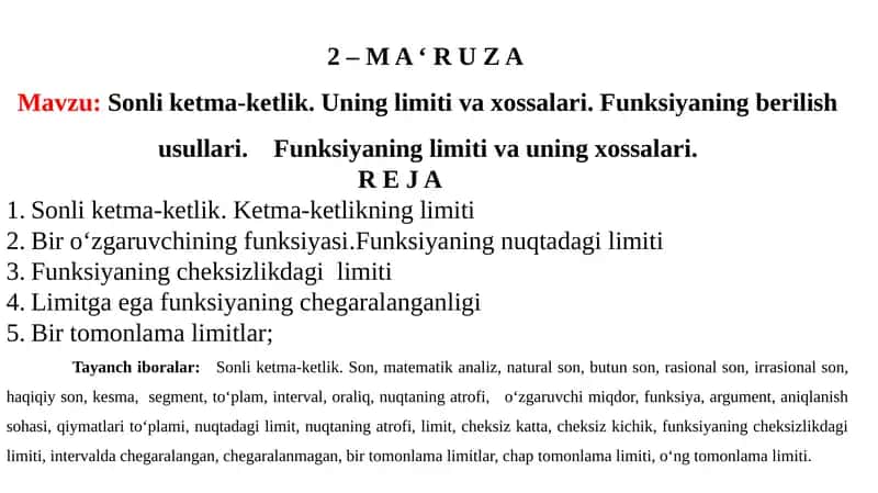 Sоnliketma-ketlikninglimiti