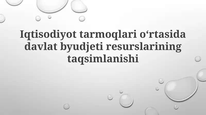 Iqtisodiyottarmoqlarioʻrtasida davlat byudjeti resurslarining taqsimlanishi