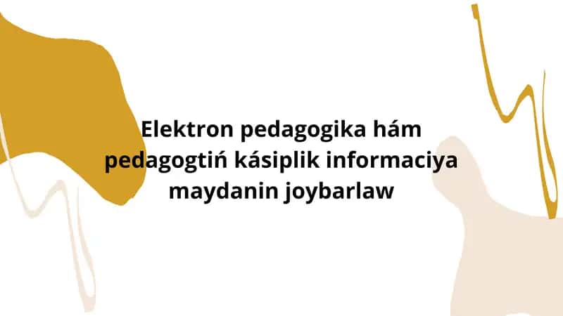 Elektron pedagogika hám pedagogtiń kásiplik informaciya maydanin joybarlaw