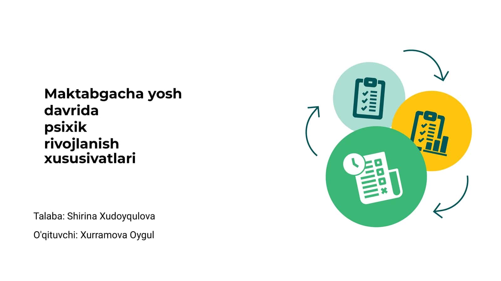 Maktabgacha yoshda Psixik Rivojlanish