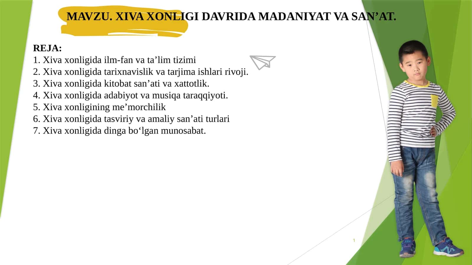 XIVA XONLIGI DAVRIDA MADANIYAT VA SAN’AT.