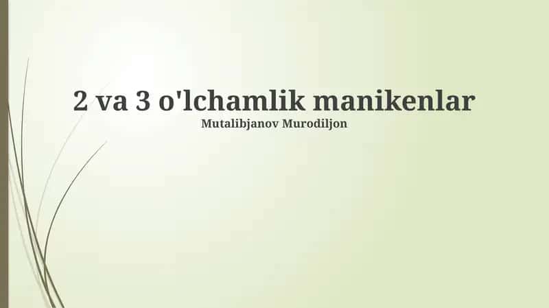 2 va 3 o'lchamlik manikenlar