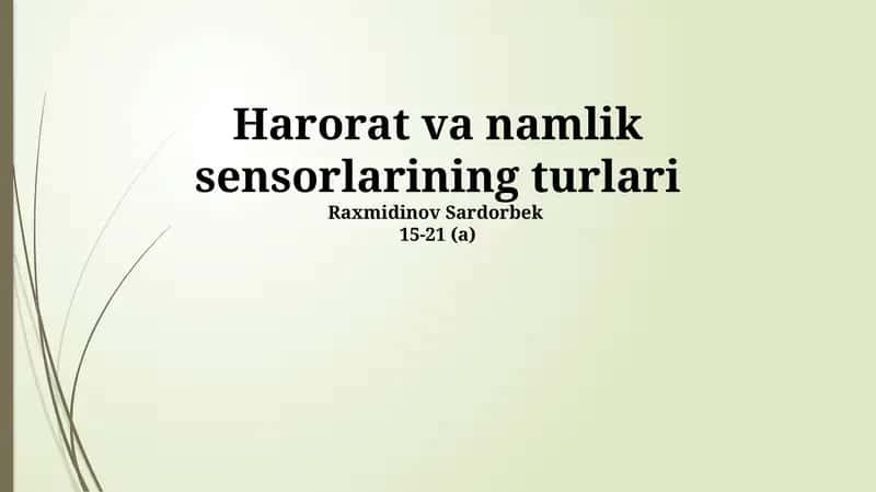 Harorat va namlik sensorlarining turlari