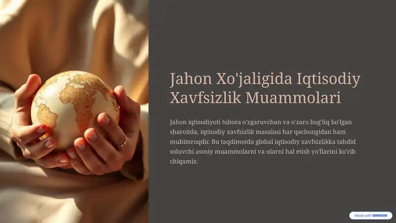 Jahon Xo'jaligida Iqtisodiy Xavfsizlik Muammolari