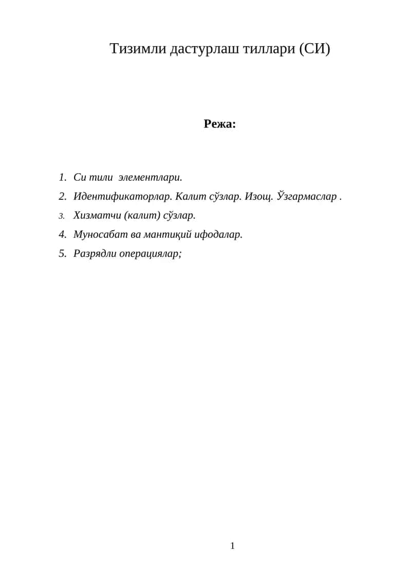 Тизимли дастурлаш тиллари (СИ)