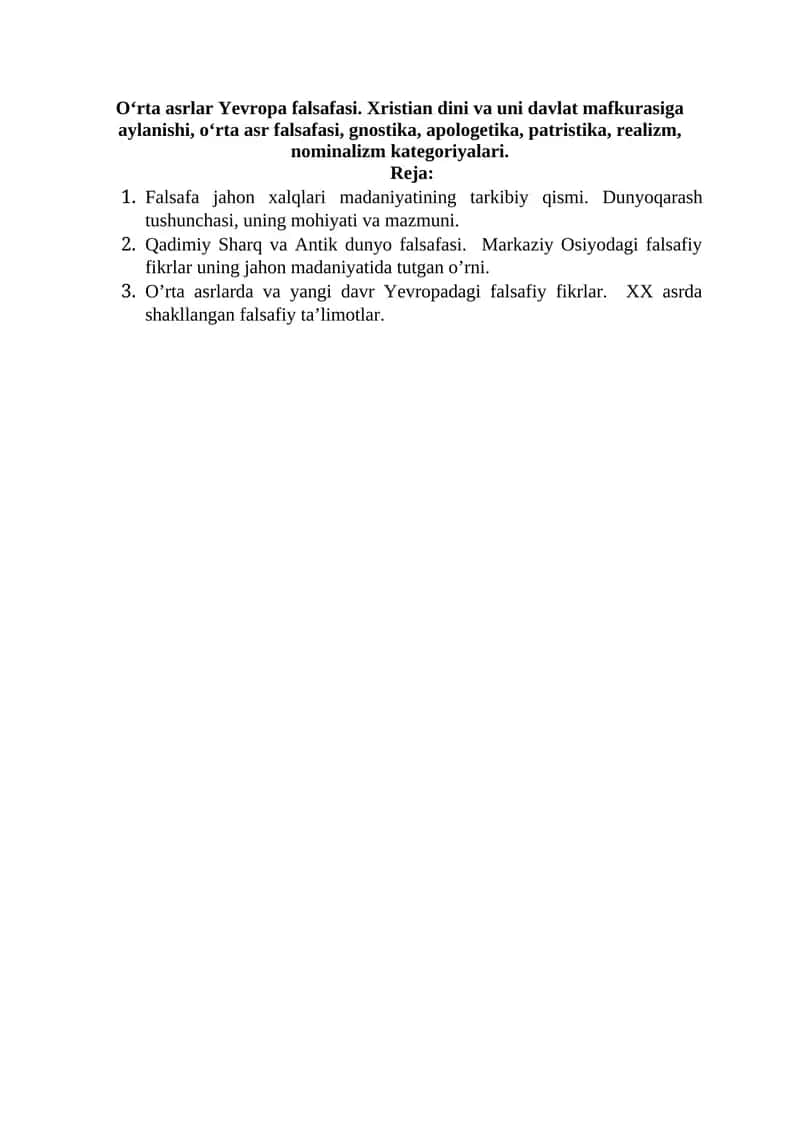 Falsafa jahon xalqlari madaniyatining tarkibiy qismi