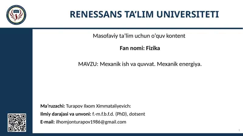 Masofaviy ta’lim uchun quv kutent (Fizika)
