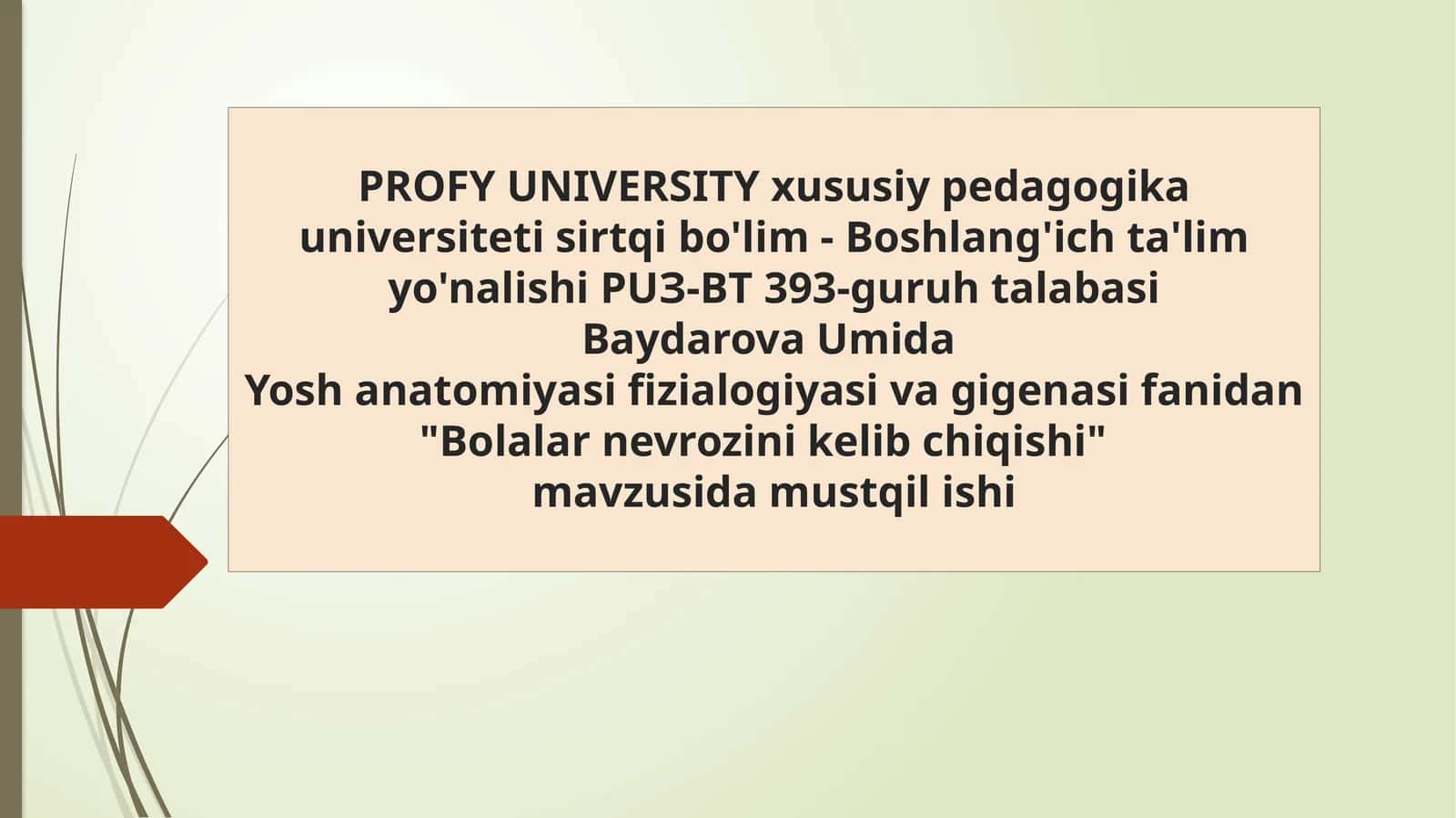 Bolalar nevrozini kelib chiqishi
