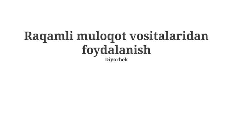 Raqamli aloqa vositalari