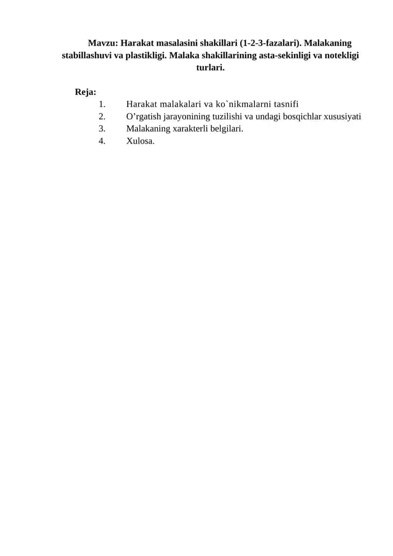 Harakat Masalasini Shakillari (1-2-3-fazalari)