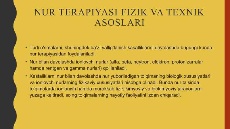 Nur terapiyasi fizik va texnik asoslari