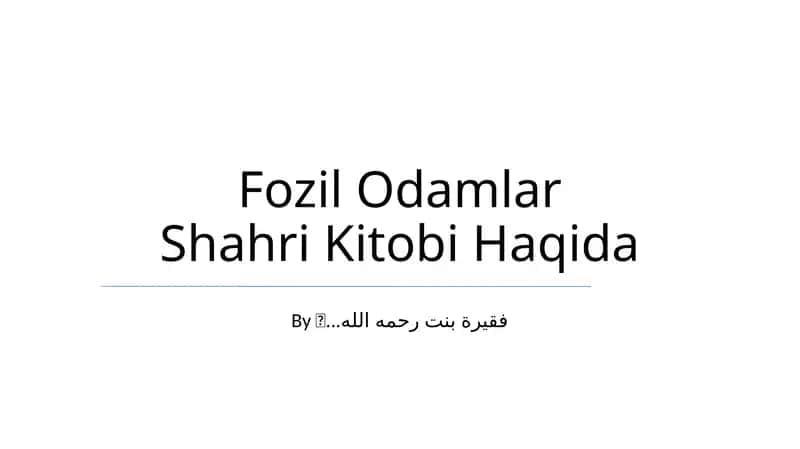 Fozil Odamlar Shahri Kitobi
