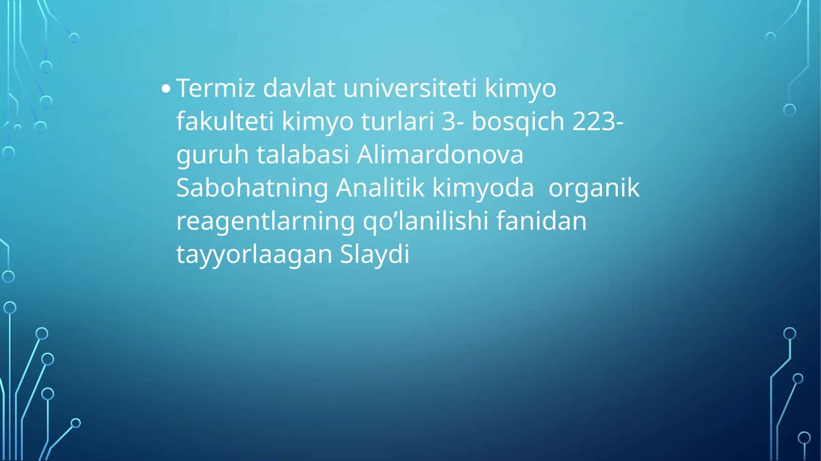 Analitik kimyoda organik reagentlarning qo'lanilishi