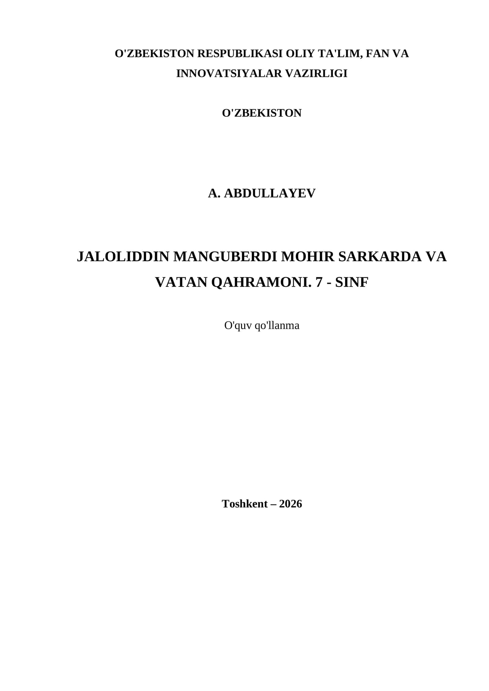 JALOLIDDIN MANGUBERDI MOHIR SARKARDA VA VATAN QAHRAMONI. 7 - SINF
