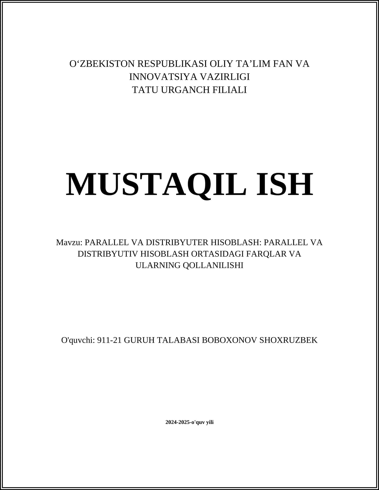 PARALLEL VA DISTRIBYUTER HISOBLASH: PARALLEL VA DISTRIBYUTIV HISOBLASH ORTASIDAGI FARQLAR VA ULARNING QOLLANILISHI