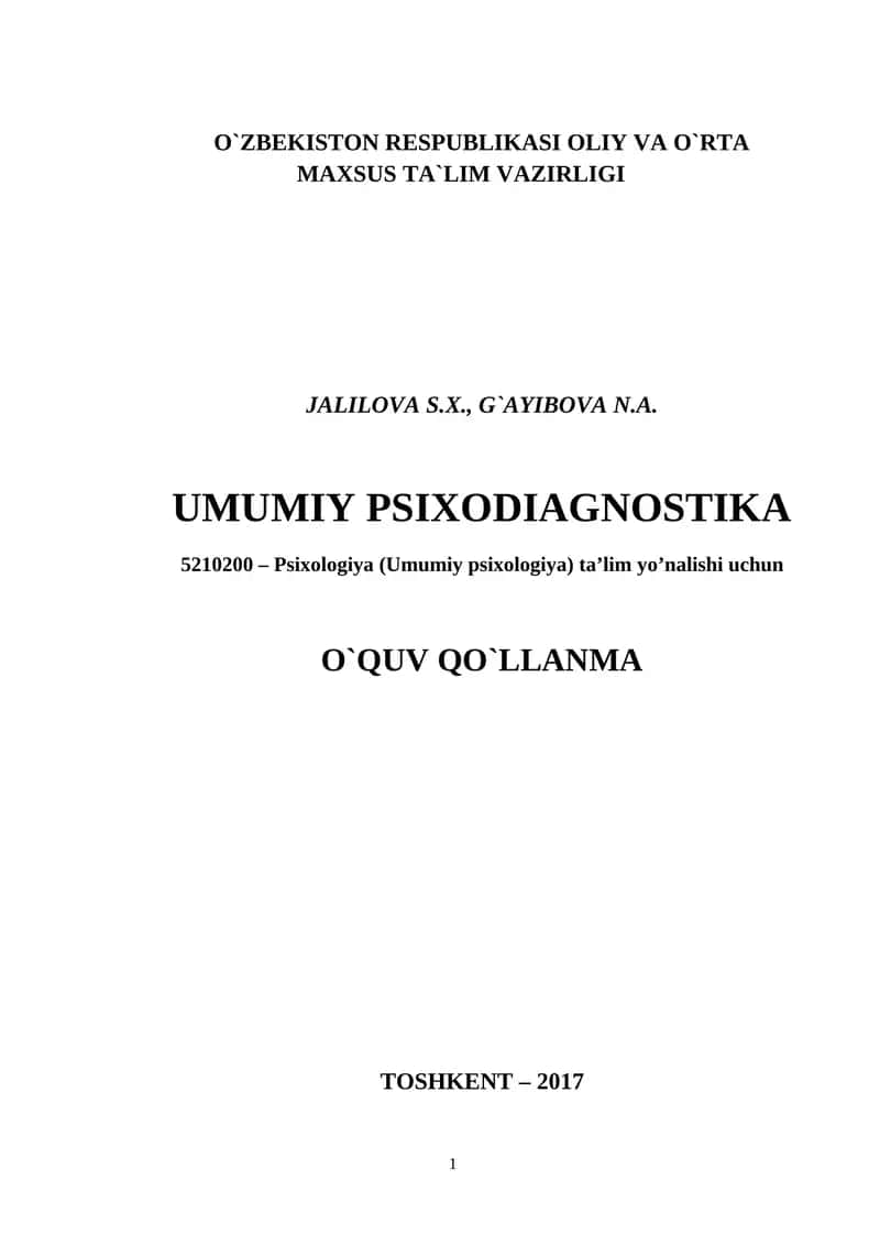 UMUMIY PSIXODIAGNOSTIKA