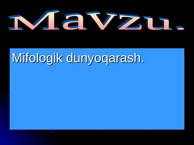 Mifologik dunyoqarash