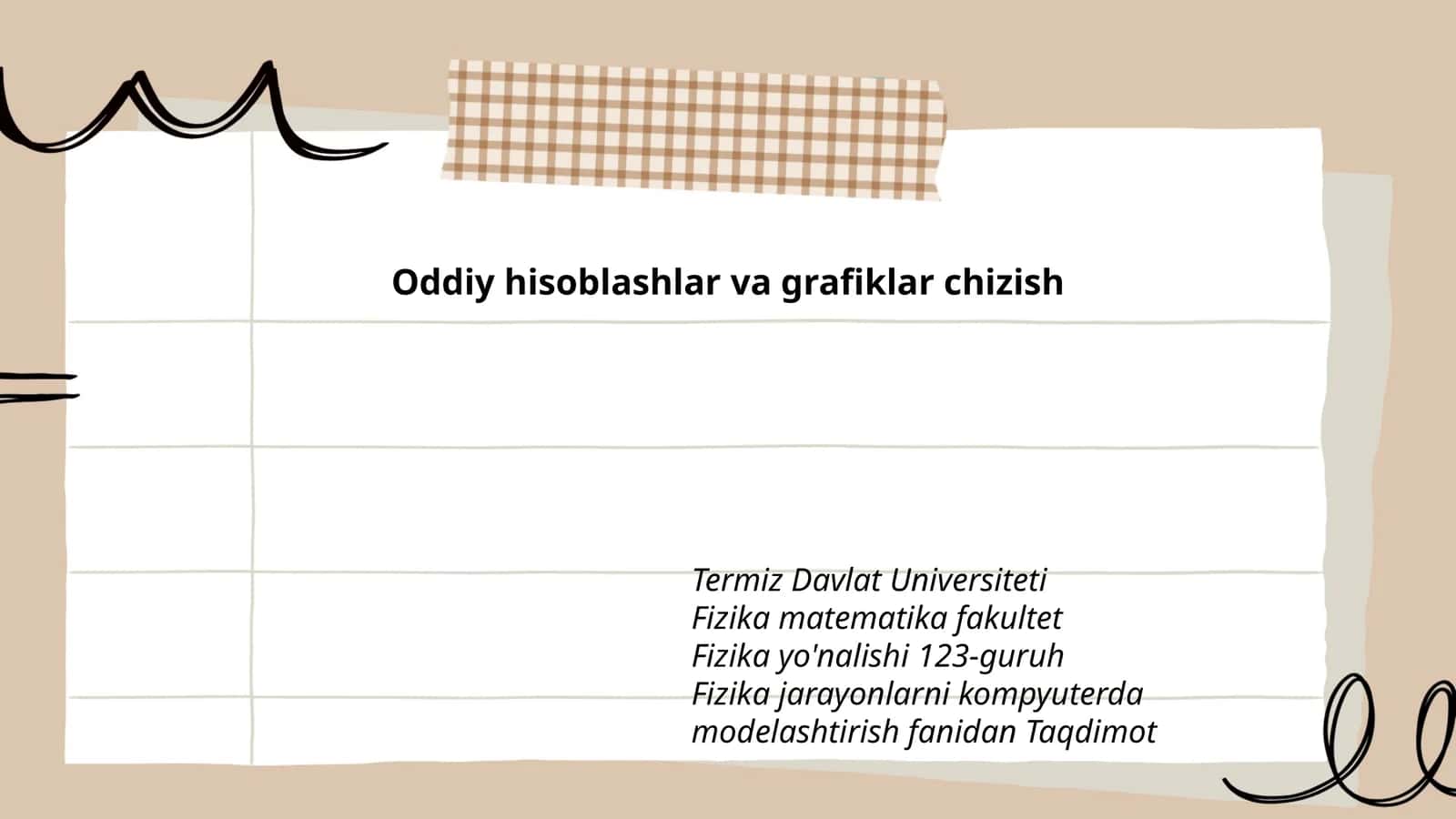 Fizika jarayonlarni kompyuterda modelashtirish fanidan Taqdimot