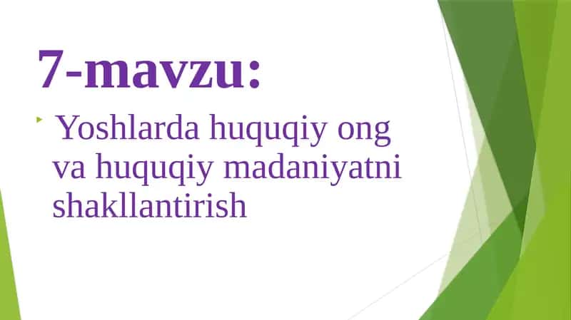 Yoshlarda huquqiy ong va huquqiy madaniyatni shakllantirish