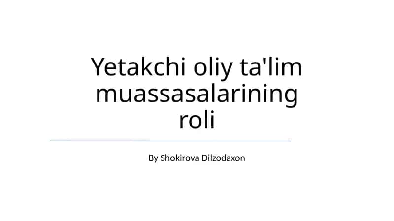 Kelajakni Shakillantirish: Liderlar va Innovatorlarni Yetishtirish