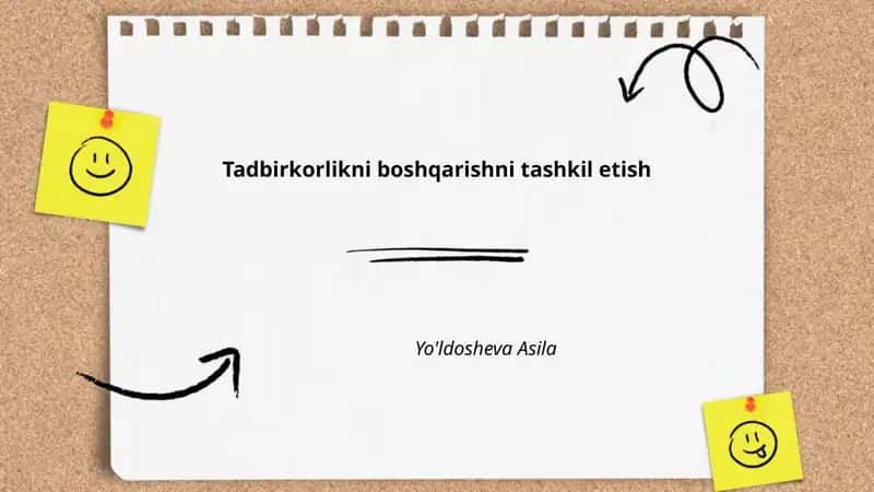 Tadbirkorlikni boshqarishni tashkil etish
