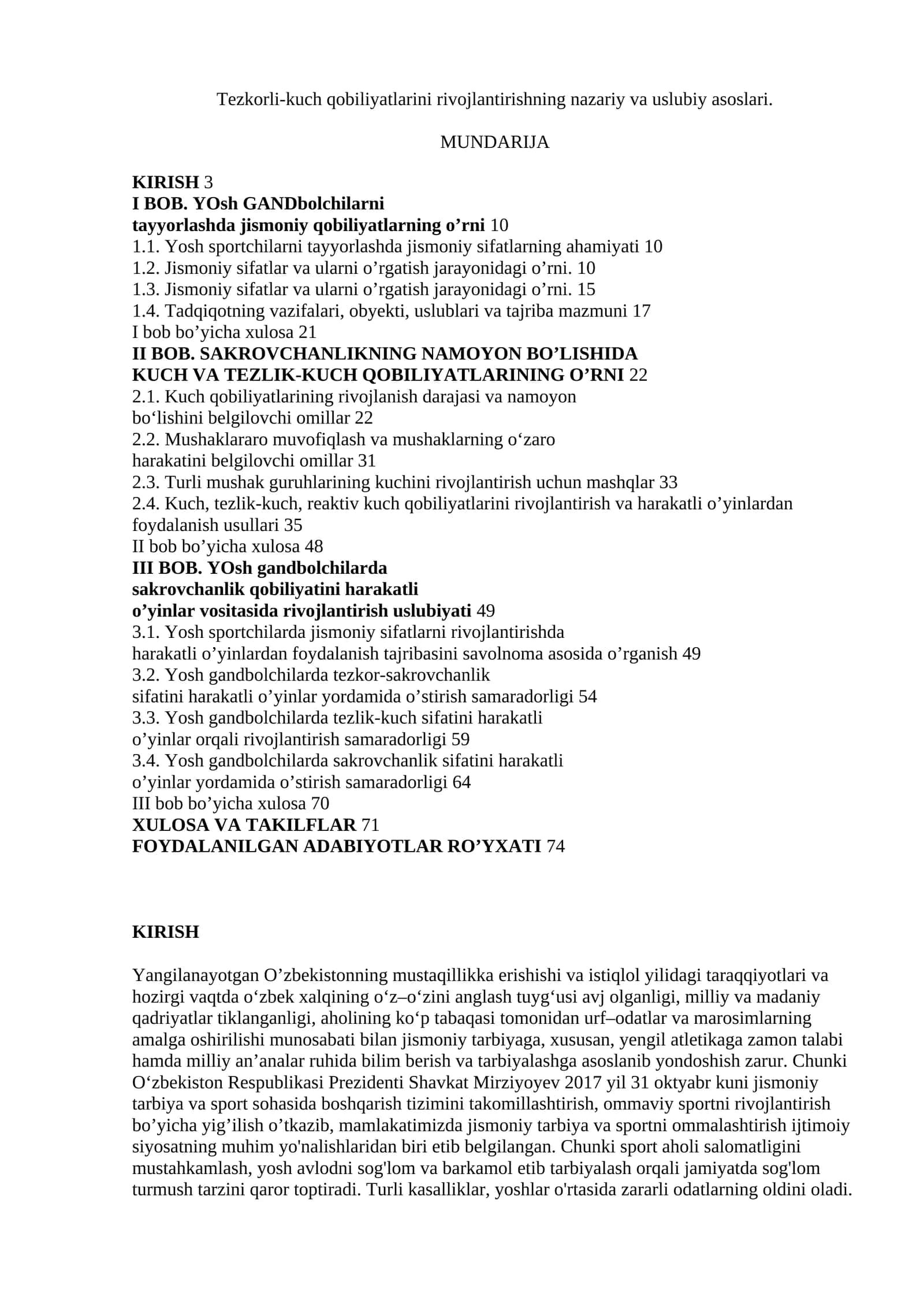 Sakrovchanlikning namoyon bo’lishida kuch va tezlik-kuch qobiliyatlarining o’rni