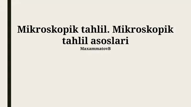 Mikroskopik tahlil asoslari