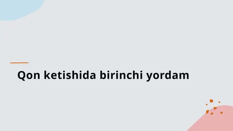Qon ketishida birinchi yordam