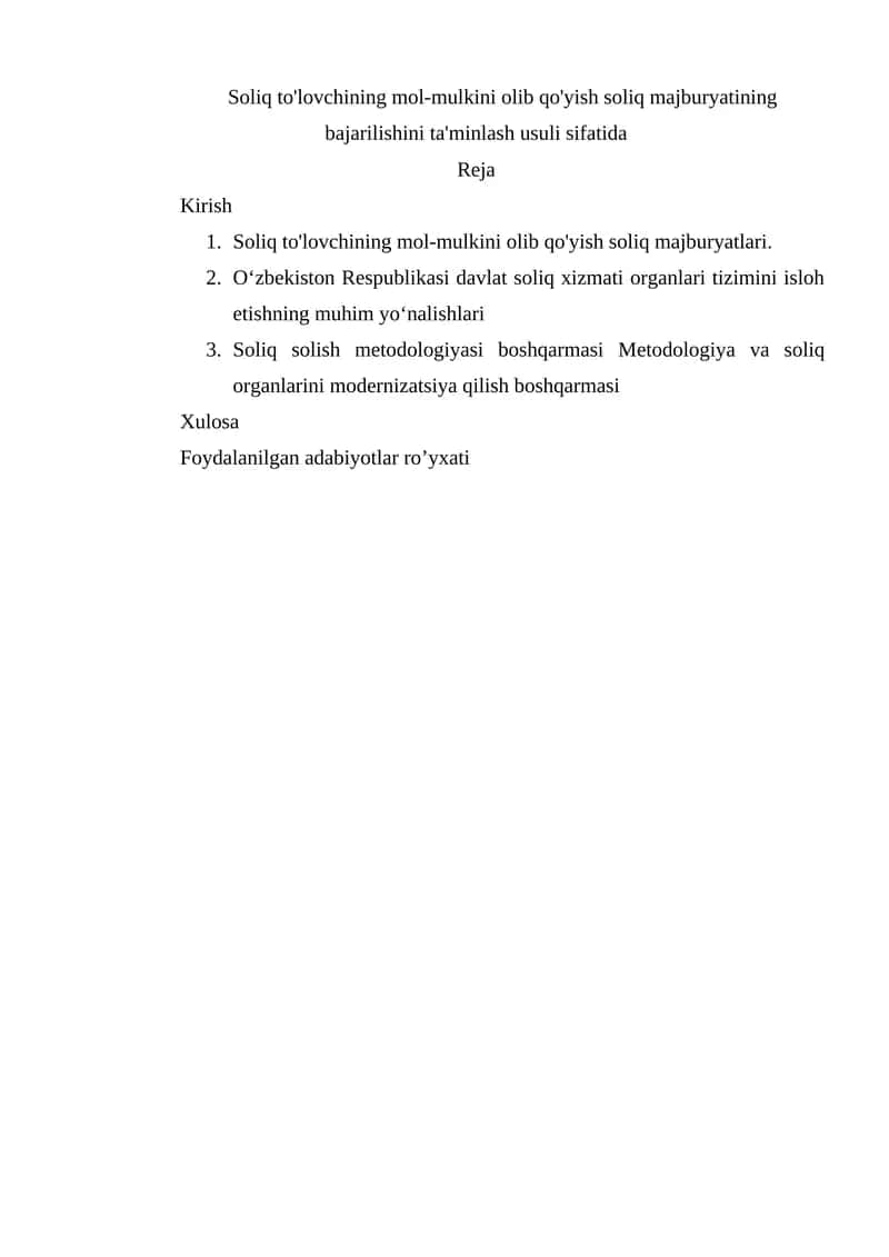 Soliq majburyatlari va soliq yukini izchillik bilan kamaytirish tizimi