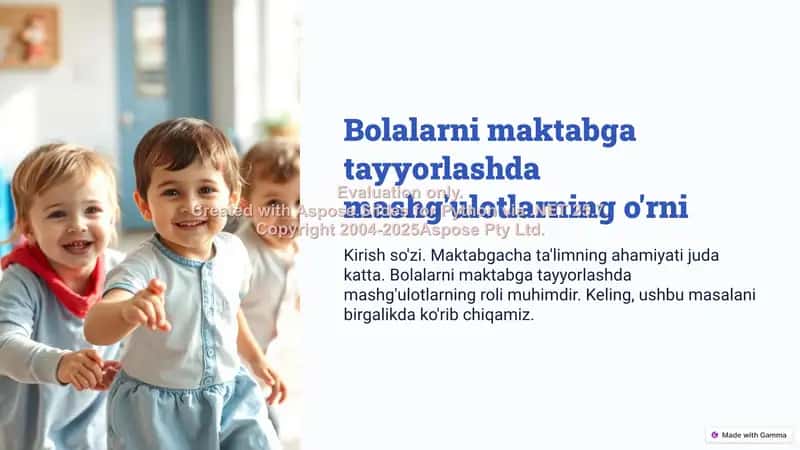 Bolalarni maktabga tayyorlashda mashg'ulotlarning o'rni