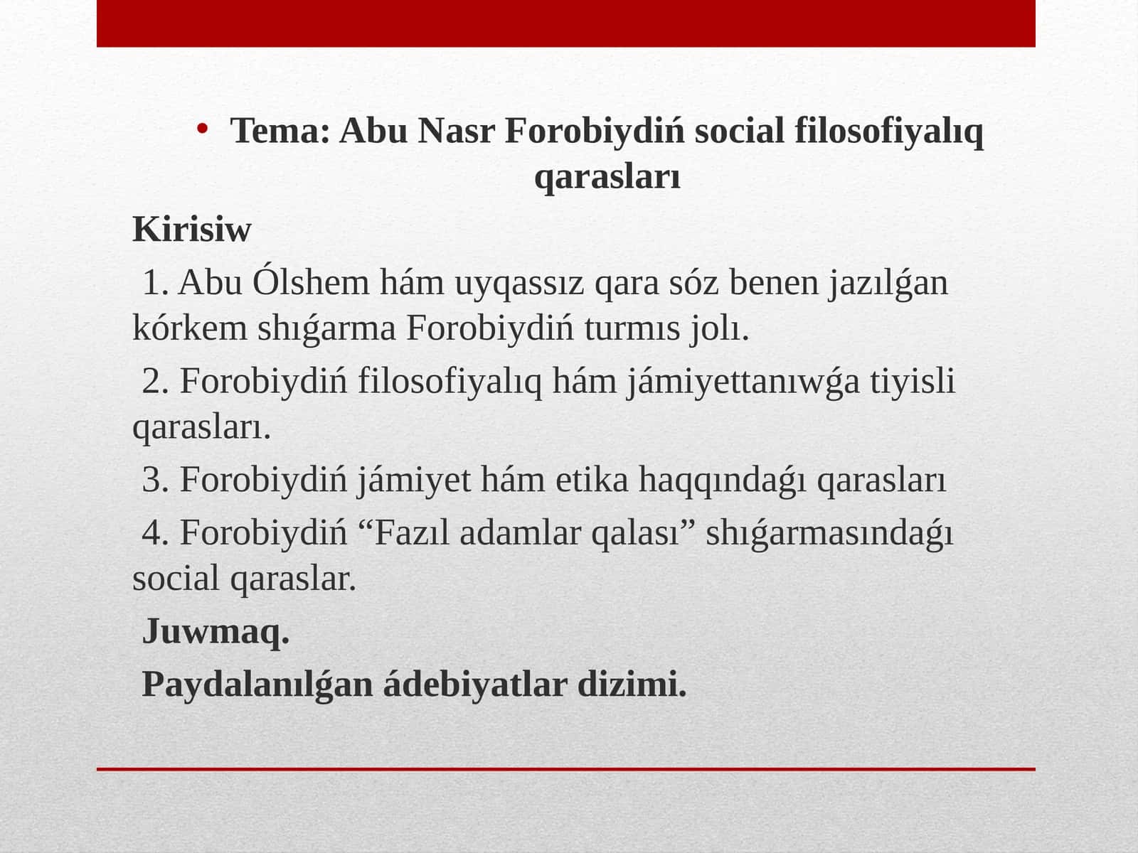 Abu Nasr Forobiyning social falsafiy qarashlari