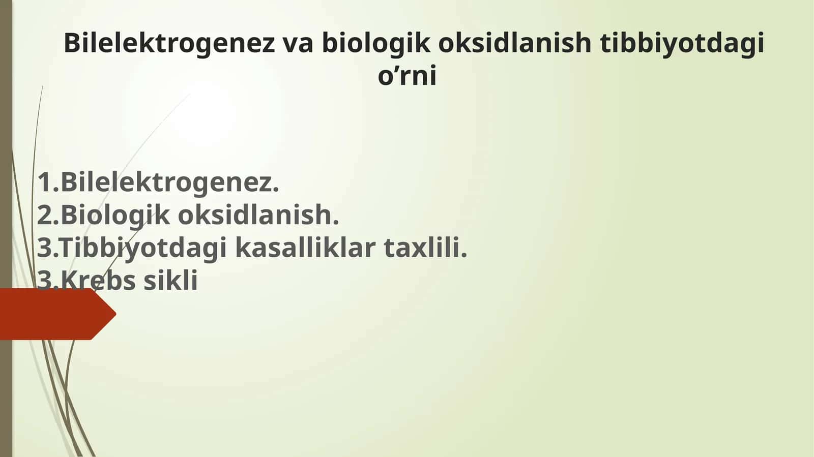 Bilelektrogenez va biologik oksidlanish tibbiyotdagi o'rni