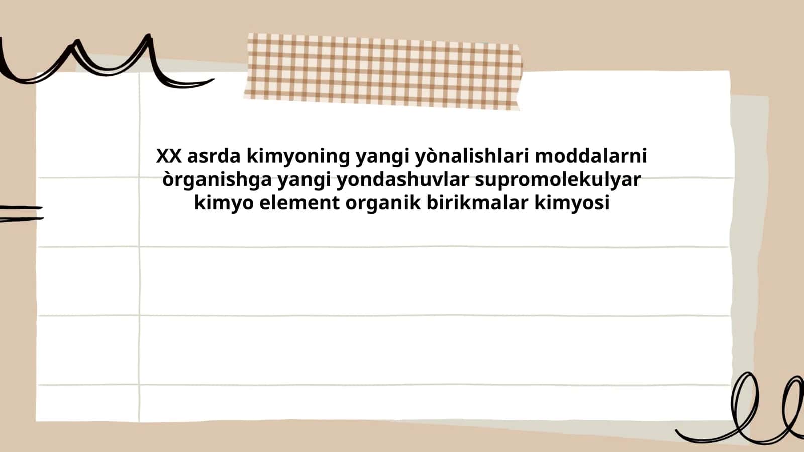 XX asrda kimyoning yangi yònalishlari moddalarni òrganishga yangi yondashuvlar supromolekulyar kimyo element organik birikmalar kimyosi