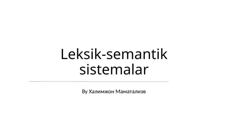 Leksik-semantik sistemalar